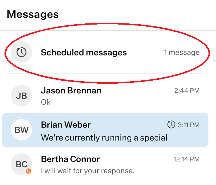scheduled messages view