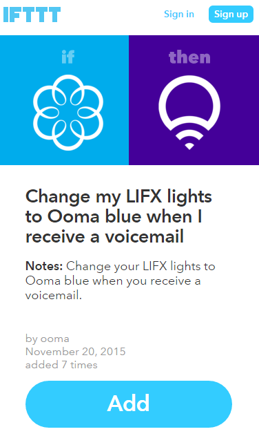 LIFX recipe confirm add IFTTT