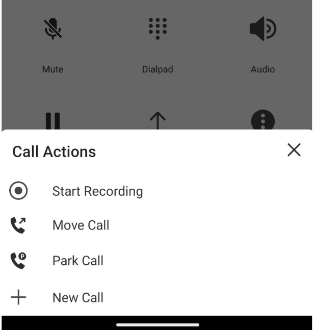 call actions menu