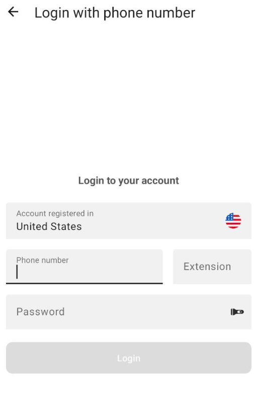 login screen