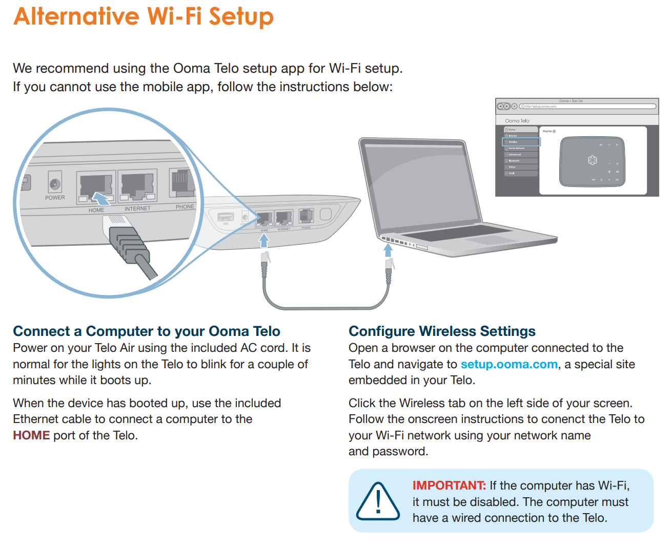 Ooma Telo Base Station Air Alternative Setup | Home Phone | Support